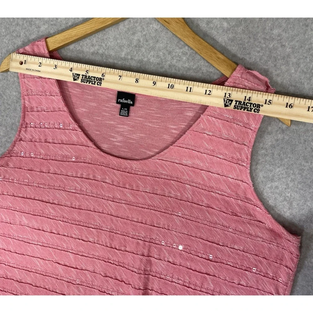 Rafaella Tank Top Women's Size‎ Large Pink Sequins Ruffles Light Weight